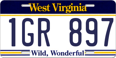 WV license plate 1GR897