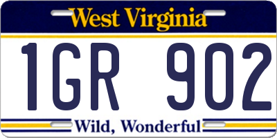 WV license plate 1GR902