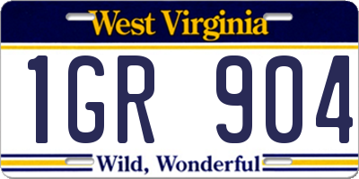 WV license plate 1GR904