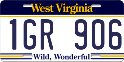 WV license plate 1GR906