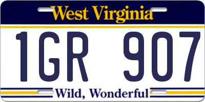 WV license plate 1GR907