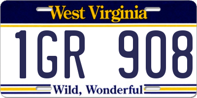 WV license plate 1GR908