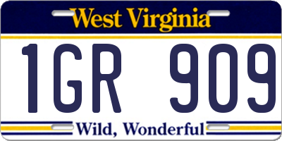 WV license plate 1GR909