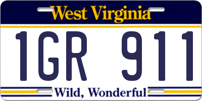 WV license plate 1GR911