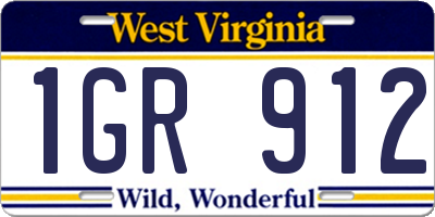 WV license plate 1GR912
