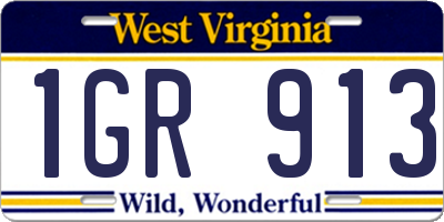 WV license plate 1GR913