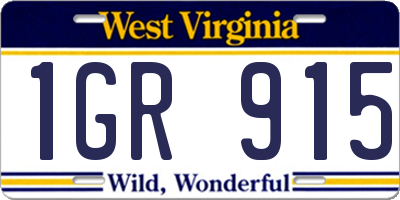 WV license plate 1GR915