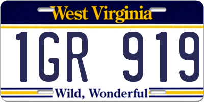 WV license plate 1GR919