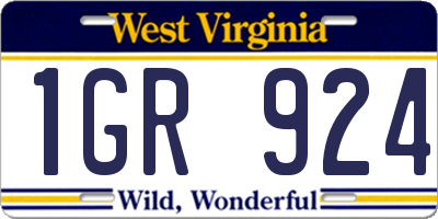 WV license plate 1GR924