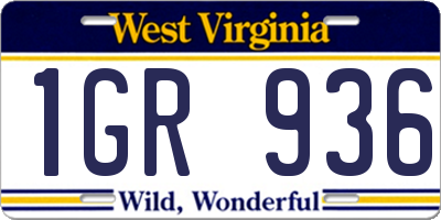 WV license plate 1GR936
