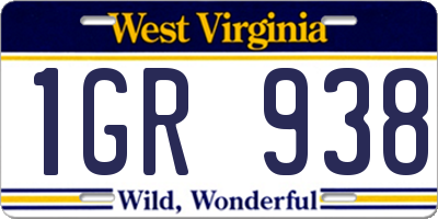 WV license plate 1GR938