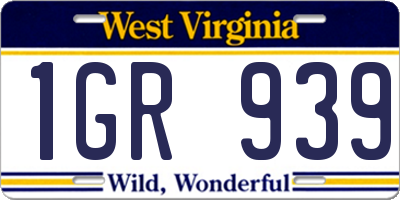 WV license plate 1GR939