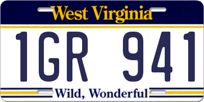 WV license plate 1GR941