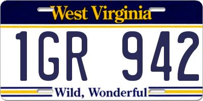 WV license plate 1GR942