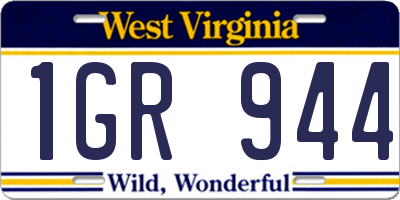 WV license plate 1GR944