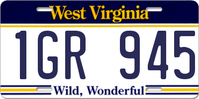 WV license plate 1GR945