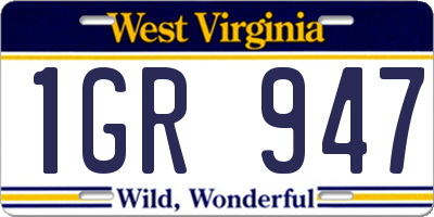WV license plate 1GR947