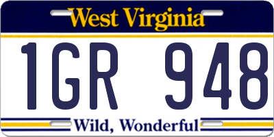 WV license plate 1GR948
