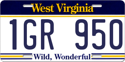 WV license plate 1GR950