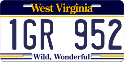 WV license plate 1GR952