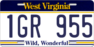 WV license plate 1GR955