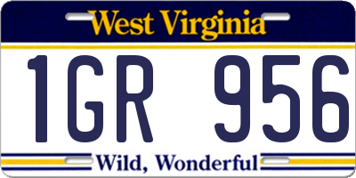 WV license plate 1GR956