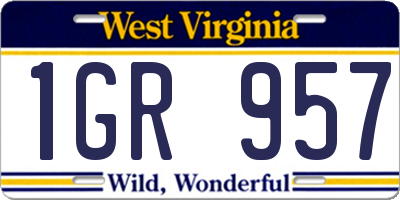 WV license plate 1GR957