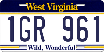 WV license plate 1GR961