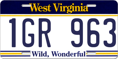 WV license plate 1GR963