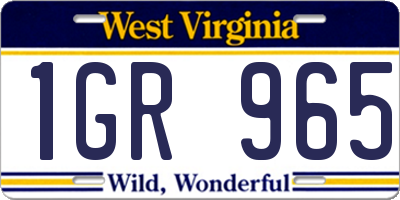WV license plate 1GR965