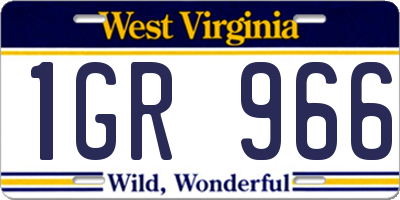 WV license plate 1GR966