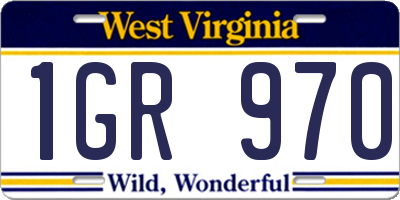 WV license plate 1GR970