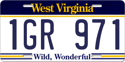 WV license plate 1GR971