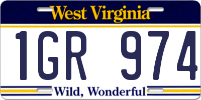 WV license plate 1GR974