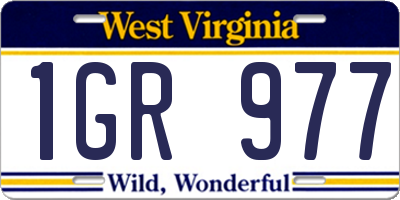 WV license plate 1GR977