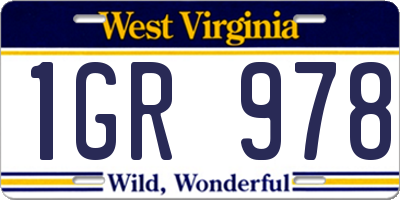 WV license plate 1GR978
