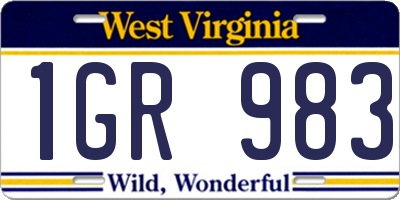 WV license plate 1GR983