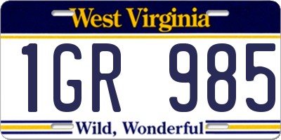WV license plate 1GR985