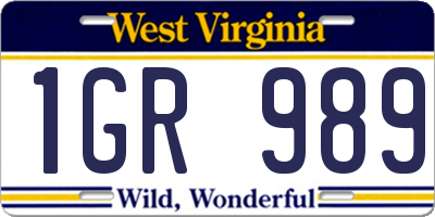WV license plate 1GR989
