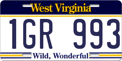 WV license plate 1GR993