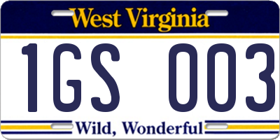 WV license plate 1GS003
