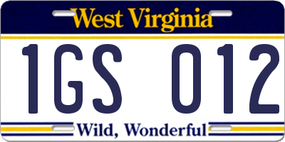 WV license plate 1GS012