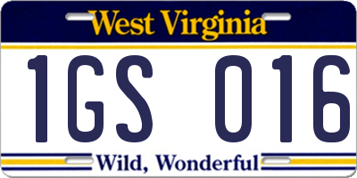 WV license plate 1GS016