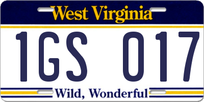 WV license plate 1GS017