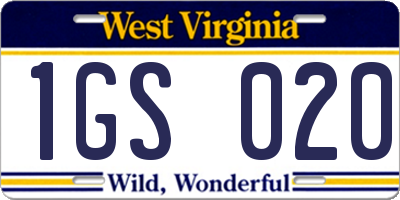 WV license plate 1GS020