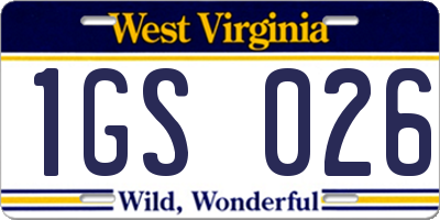 WV license plate 1GS026