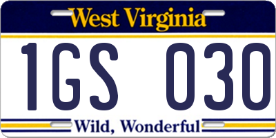 WV license plate 1GS030