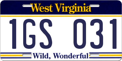 WV license plate 1GS031