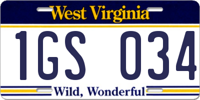 WV license plate 1GS034