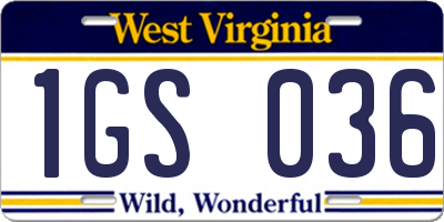 WV license plate 1GS036